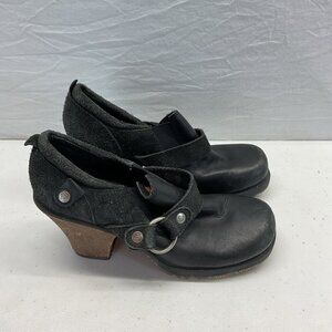Women’s Vintage London Underground Chunky Wooden Clog booties Shoes Size 7
